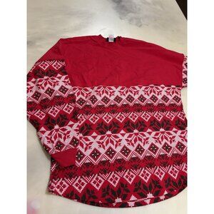 Nwot Womens Spirit Jersey Red Fair Isle Christmas Pullover Sweater Size Small